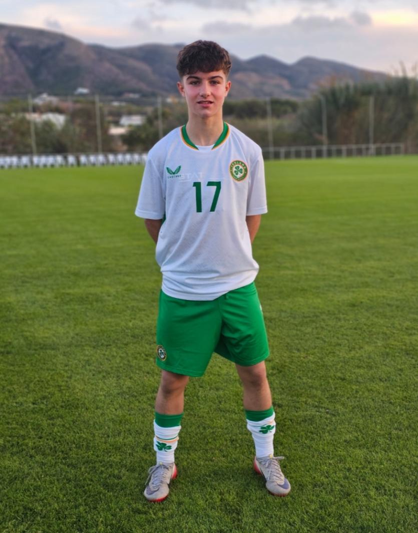 Fionn proudly wearing the Irish jersey